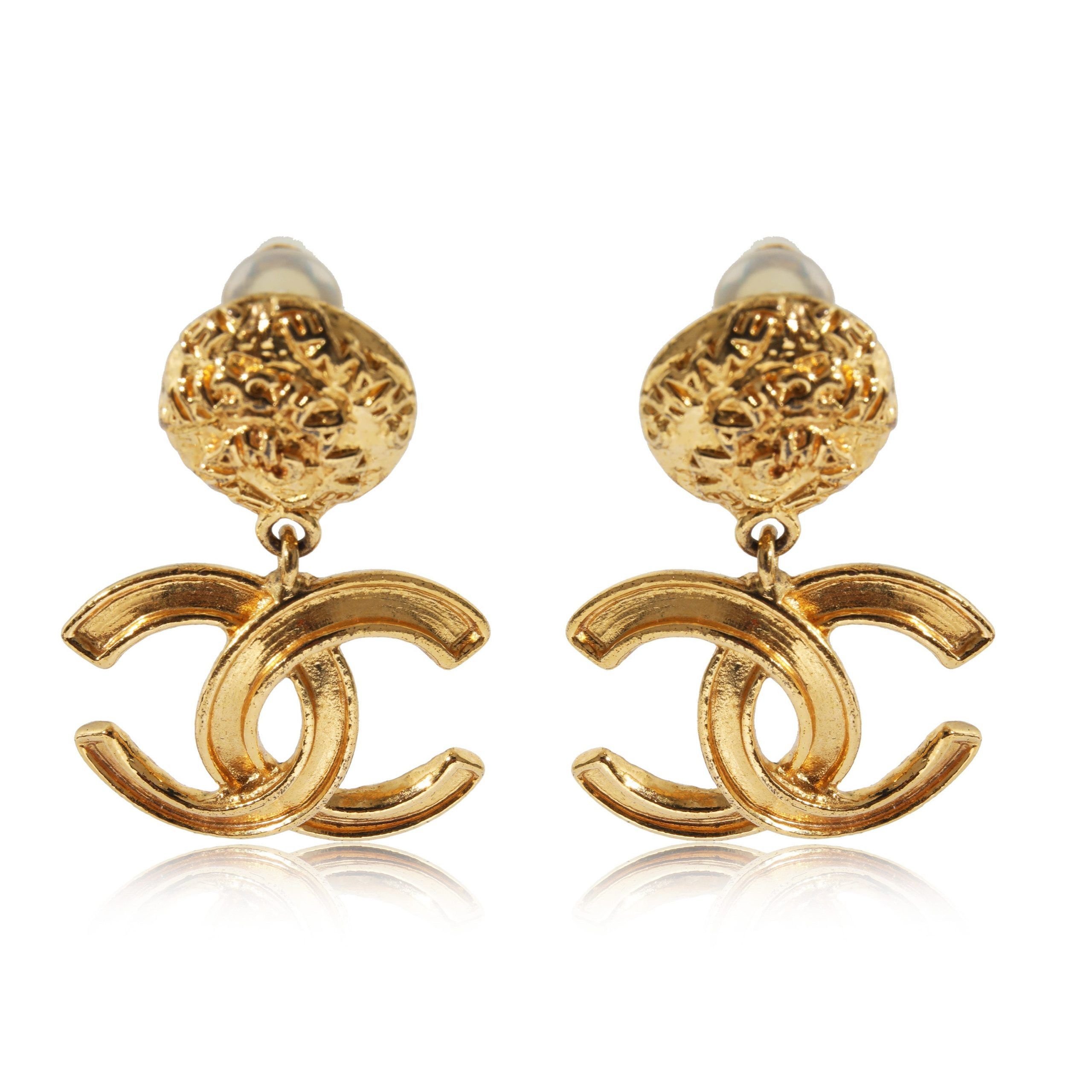Chanel Chanel Vintage 1995 CC Drop Gold Plated Earring Size ONE SIZE - 1 Thumbnail