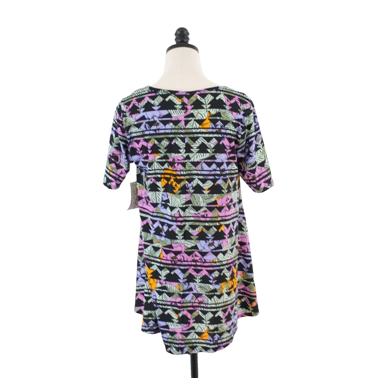 Designer NEW LuLaRoe Perfect T Black Colorful Floral Aztec Scoop Neck Size S / US 4 / IT 40 - 6 Thumbnail