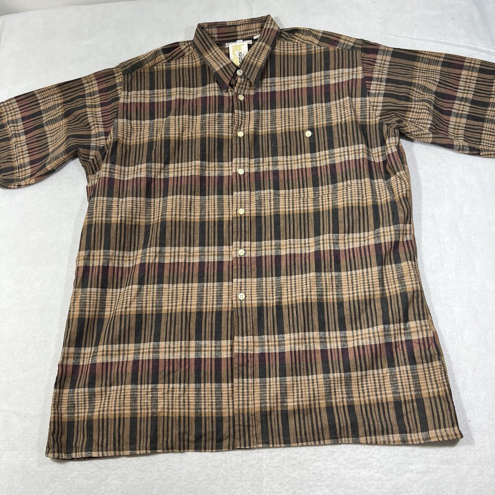 Other Donzini Collection Linen Blend Plaid Striped Button Shirt Size US L / EU 52-54 / 3 - 1 Thumbnail