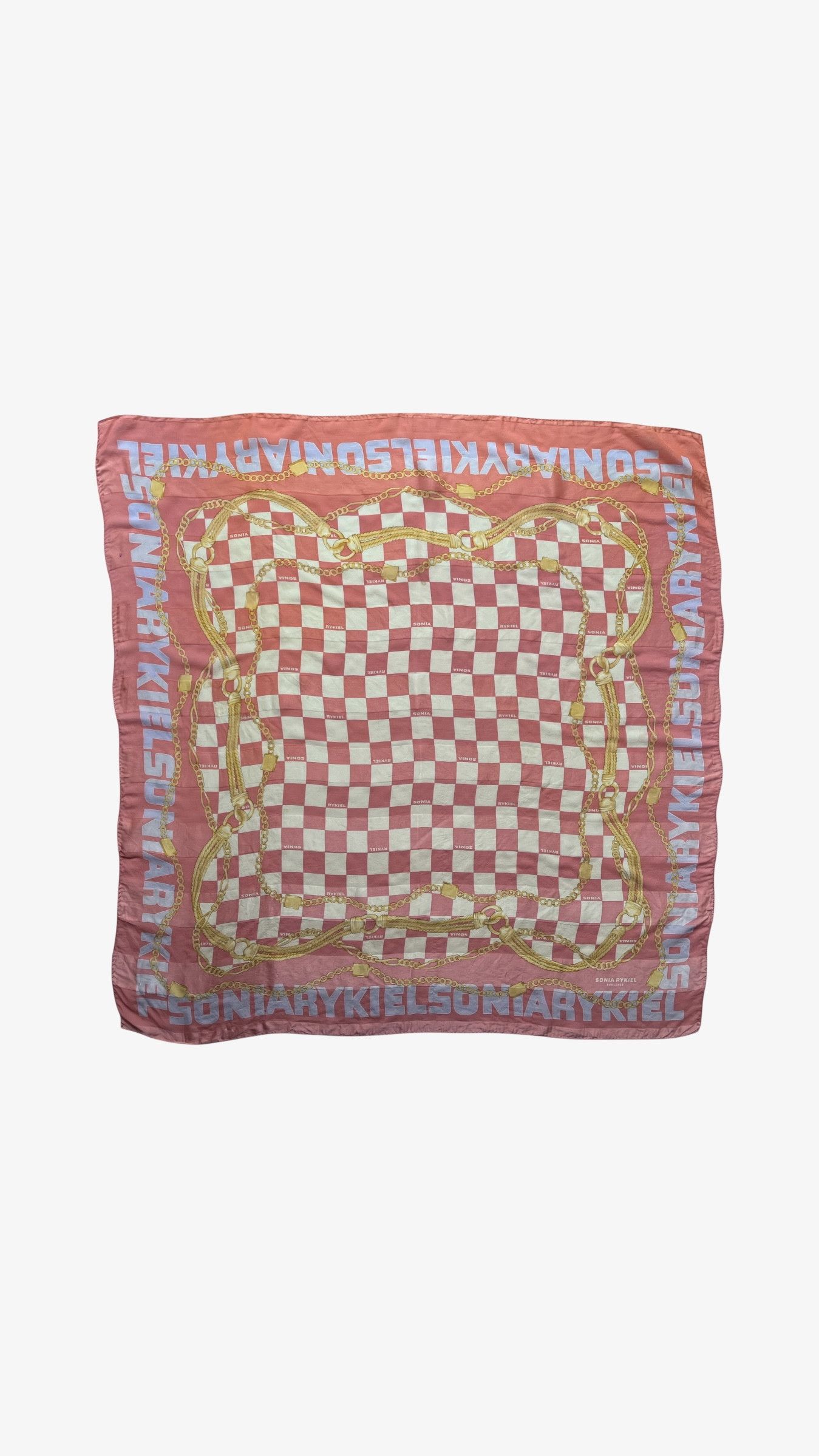 Sonia Rykiel Vintage 90s Sonia Rykiel Pink Checkered Print Silk Scarf Size ONE SIZE - 1 Thumbnail