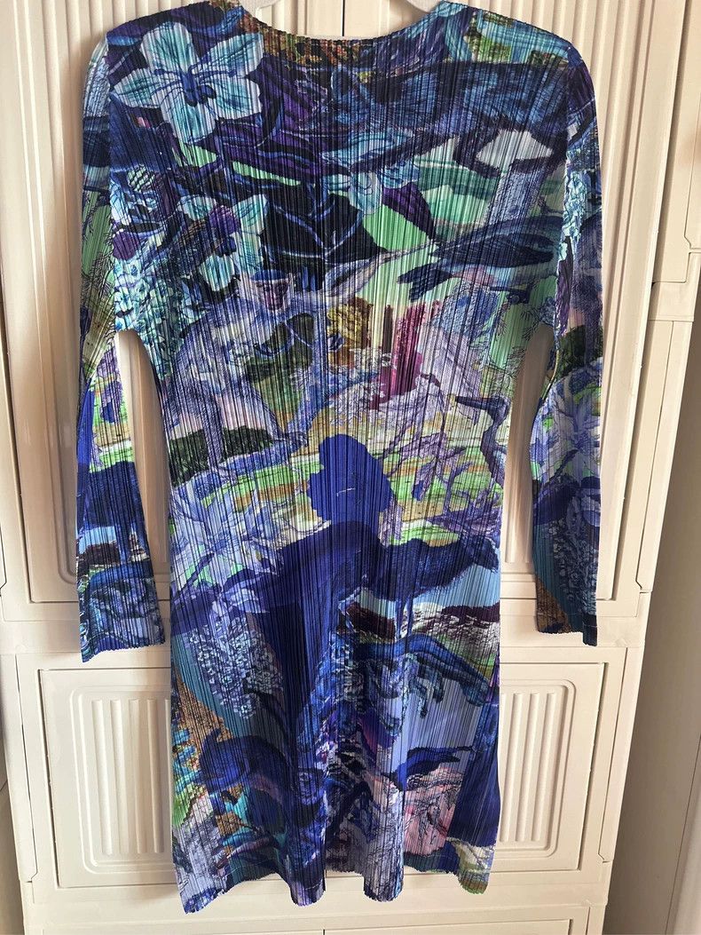 Issey Miyake Issey Miyake size:3 Blue patterned pleated dress Size XS / US 0-2 / IT 36-38 - 3 Thumbnail
