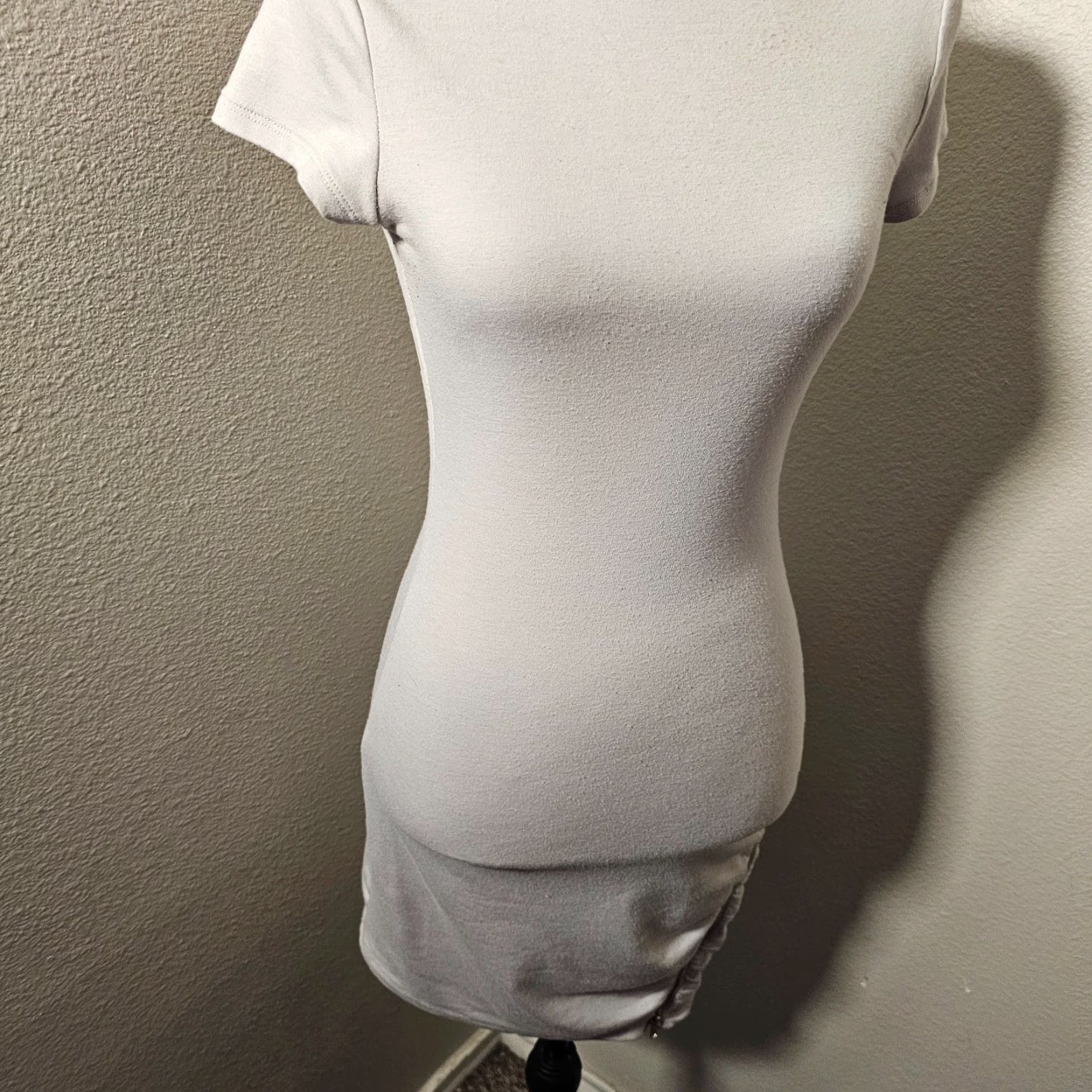 Vintage REVAMPED Casual Slip Dress Gray Medium Cap Sleeve Zipper Accent Stretch Tank Women's Size M / US 6-8 / IT 42-44 - 6 Thumbnail