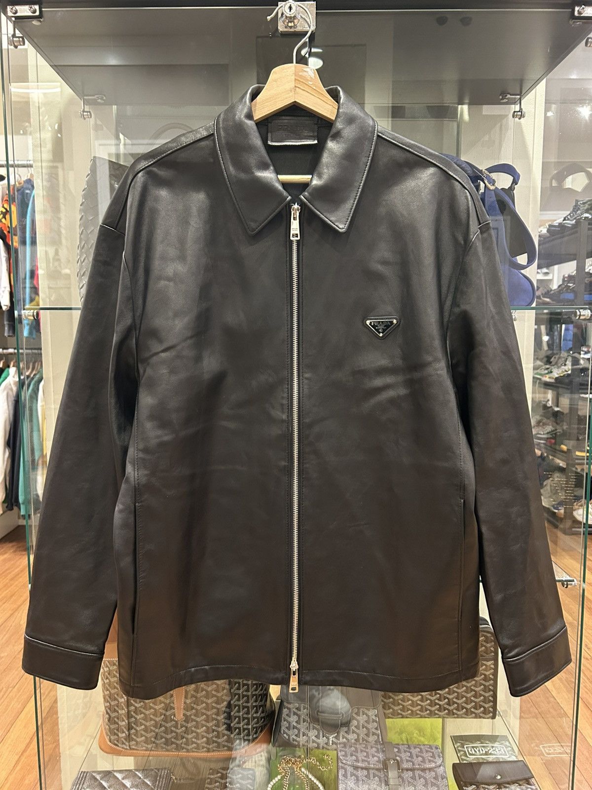 Prada Prada Leather Zip Up Jacket Size US M / EU 48-50 / 2 - 1 Thumbnail