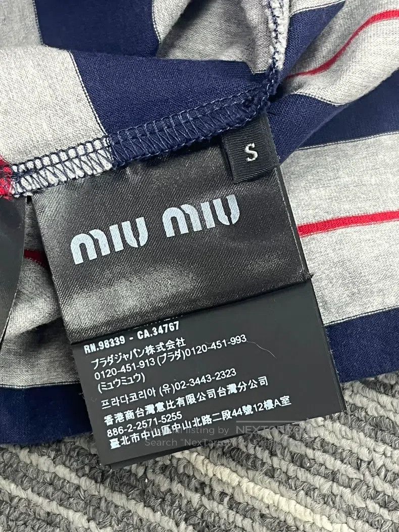 Miu Miu Miu Miu Size s Blue-gray striped long sleeve Size S / US 4 / IT 40 - 2 Thumbnail
