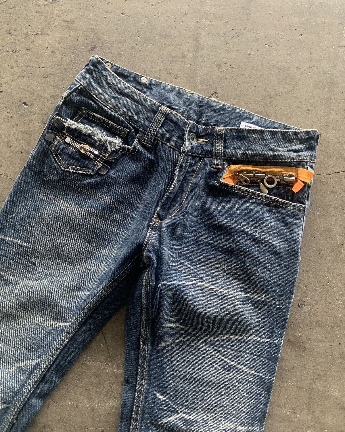 If Six Was Nine × Le Grande Bleu (L.G.B.) × semanticdesign Semantic Design Bondage Flared Jeans Size US 28 / EU 44 - 3 Thumbnail