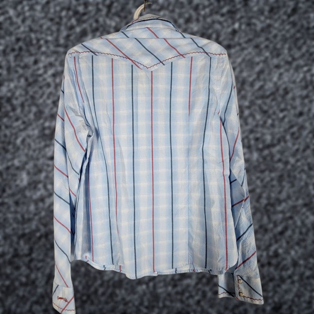 Vintage VINTAGE Cowgirl Up Womens Long-Sleeve Embroidered Snap Western Plaid Shirt Large New Size L / US 10 / IT 46 - 1 Thumbnail