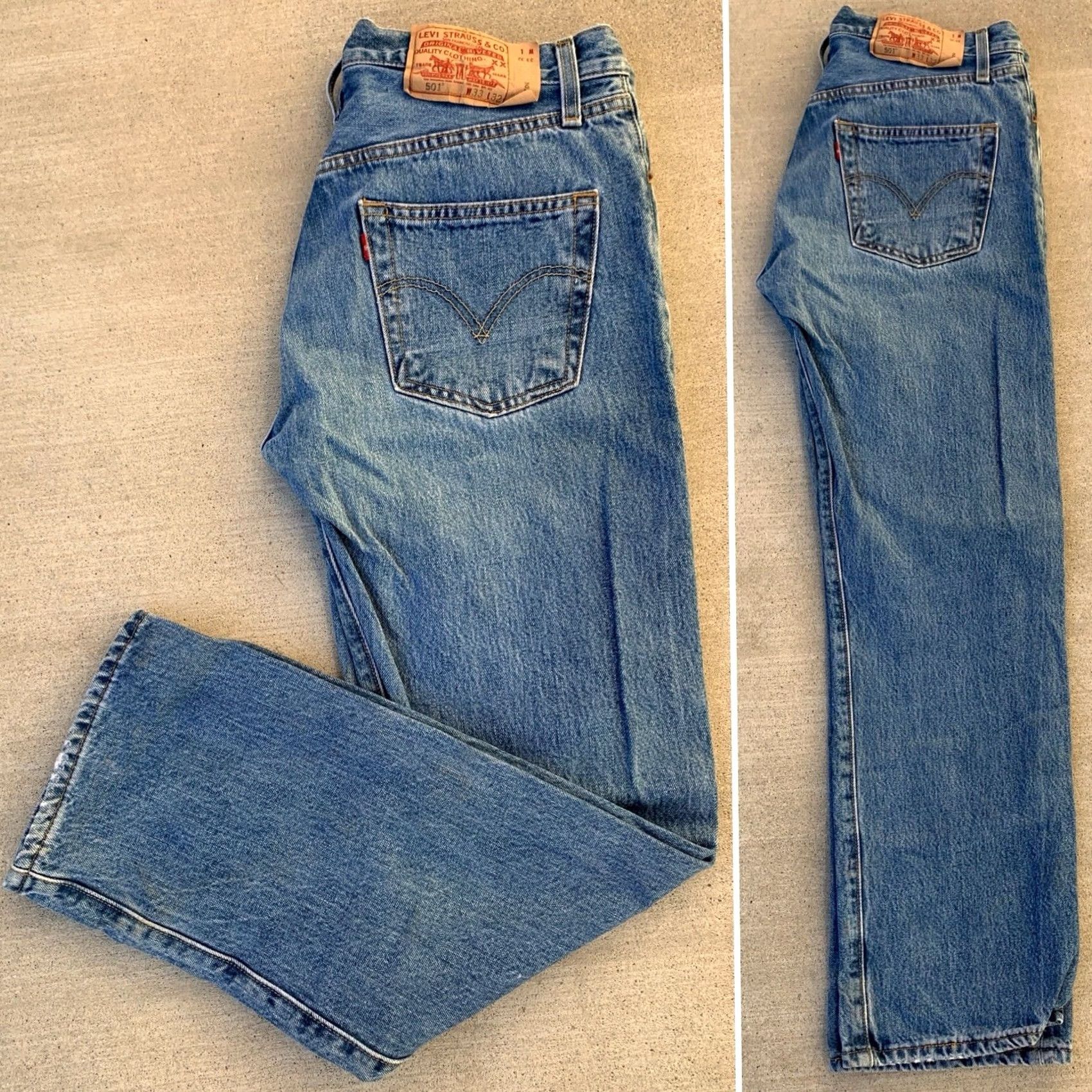 Levi's VINTAGE Levi's 501 Jeans Button Fly Regular Size 33 Men Blue Denim 5-Pocket 31.75 Inseam 33.5 W 32 Measures 31.75 retro 90s Mens Size US 33 - 6 Thumbnail