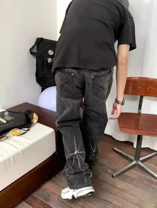 Japanese Brand × Jean Extra heavy industrial laser print punk wash jeans Size US 32 / EU 48 - 3 Thumbnail