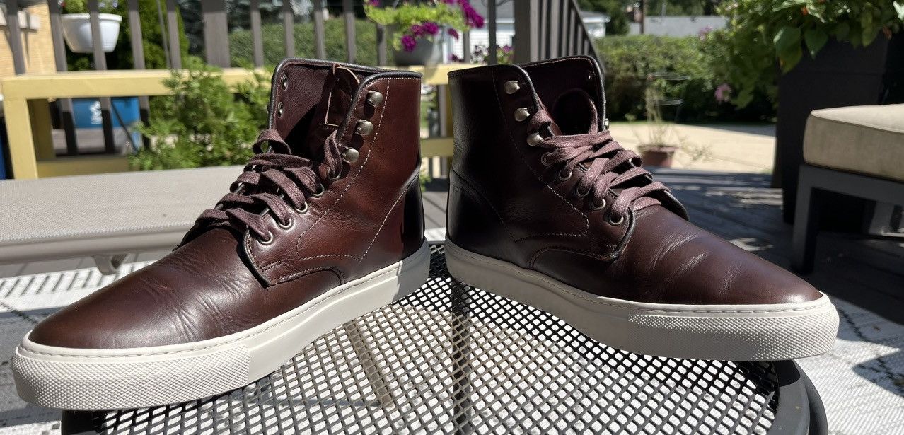 Allen Edmonds Higgins Mill brown chromexcel hi top sneakers Size US 8 / EU 41 - 3 Thumbnail