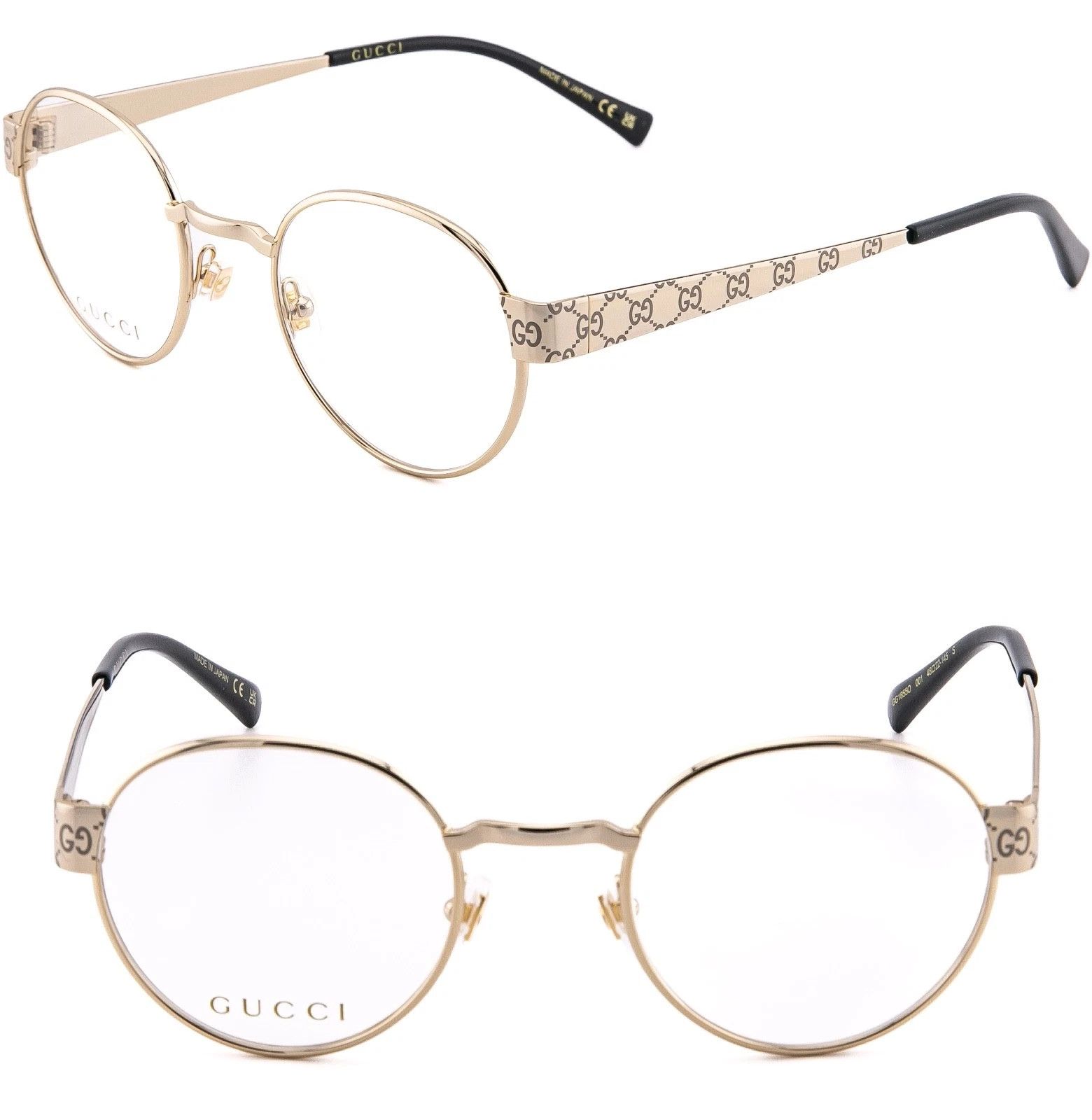 Gucci GUCCI GG1855O 1855 Gold GG Logo Round Unisex Eyeglasses 001 Size ONE SIZE - 1 Thumbnail