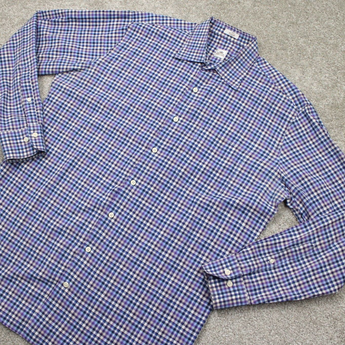 Peter Millar Peter Millar Shirt Mens Large Blue/Purple/Black/White 100% Cotton L/S Button Up Size US L / EU 52-54 / 3 - 4 Thumbnail