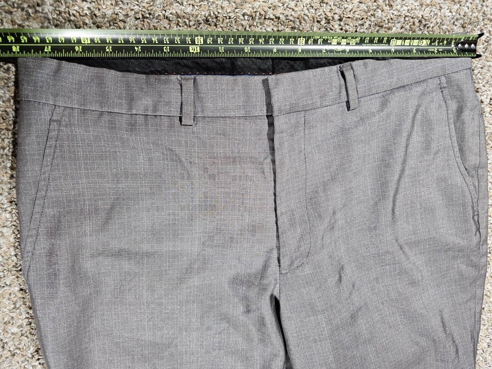 Designer Billy London Pants 36X32 Gray Straight Leg Slacks HEM OUT Size US 36 / EU 52 - 4 Thumbnail