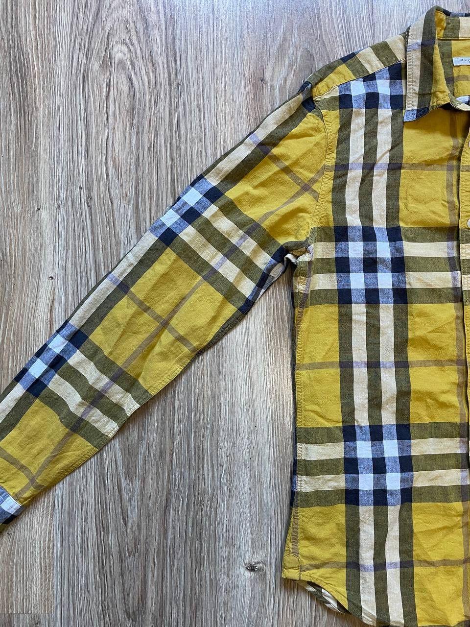 Burberry Burberry Brit YELLOW Check Linen / Cotton Button Down Shirt Size US S / EU 44-46 / 1 - 2 Thumbnail