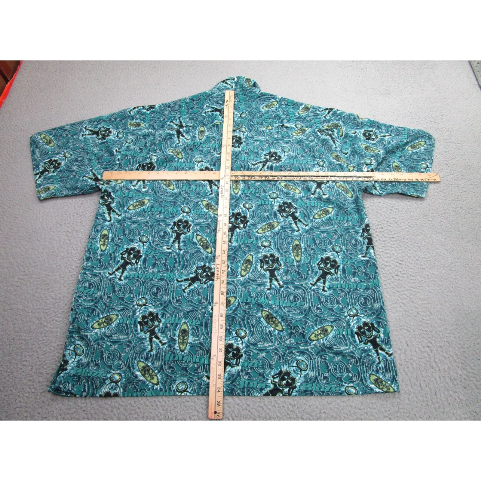 Etro Johnny Blaze Shirt Mens 2XL Polynesian Tribal Print Vintage Tiki Retro Y2K Blue Teal Size US XXL / EU 58 / 5 - 7 Thumbnail