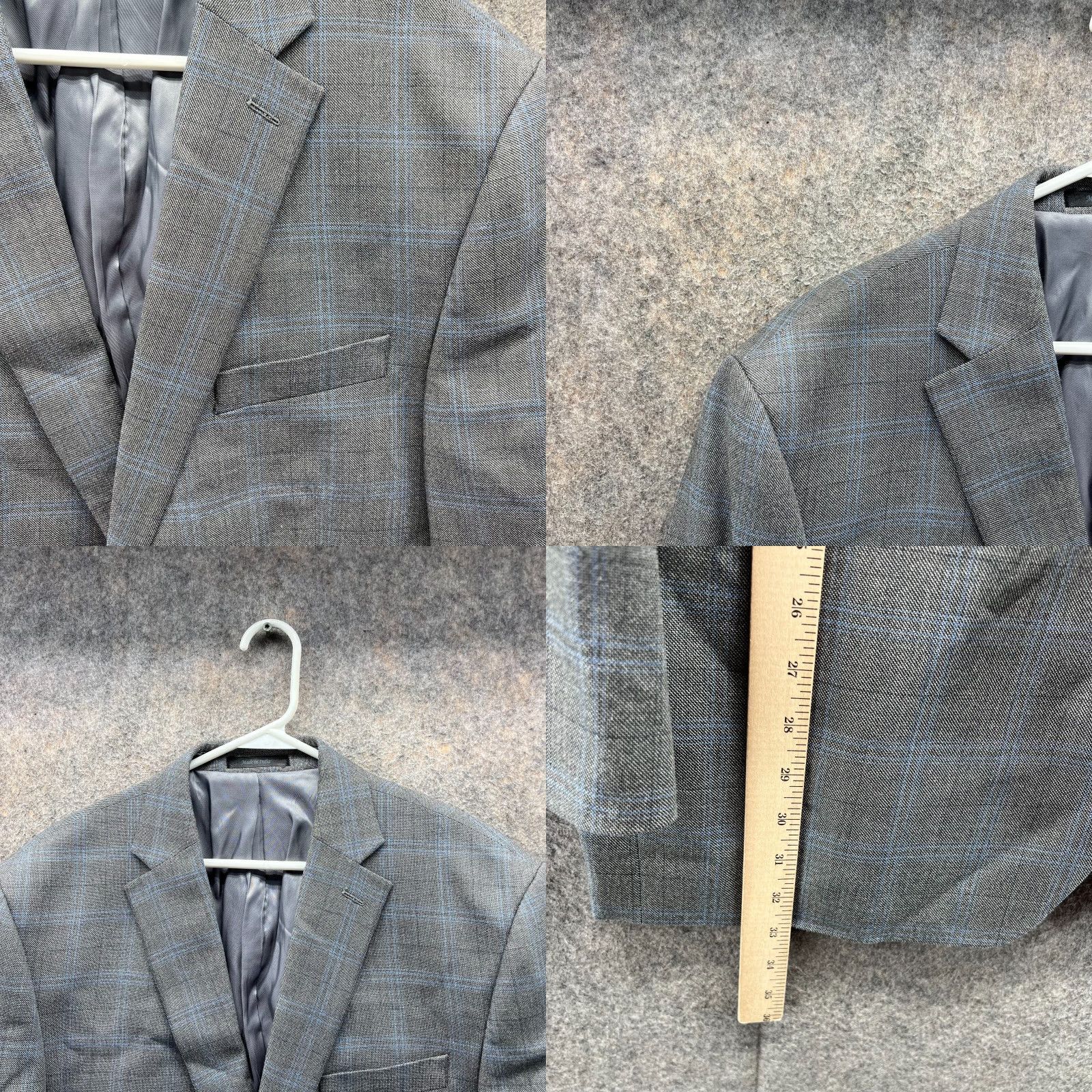 Ralph Lauren VINTAGE? No. Lauren Ralph Lauren Blazer Men 44L Gray Sport Coat Jacket Coat Silk Wool Plaid Size 44R - 8 Thumbnail