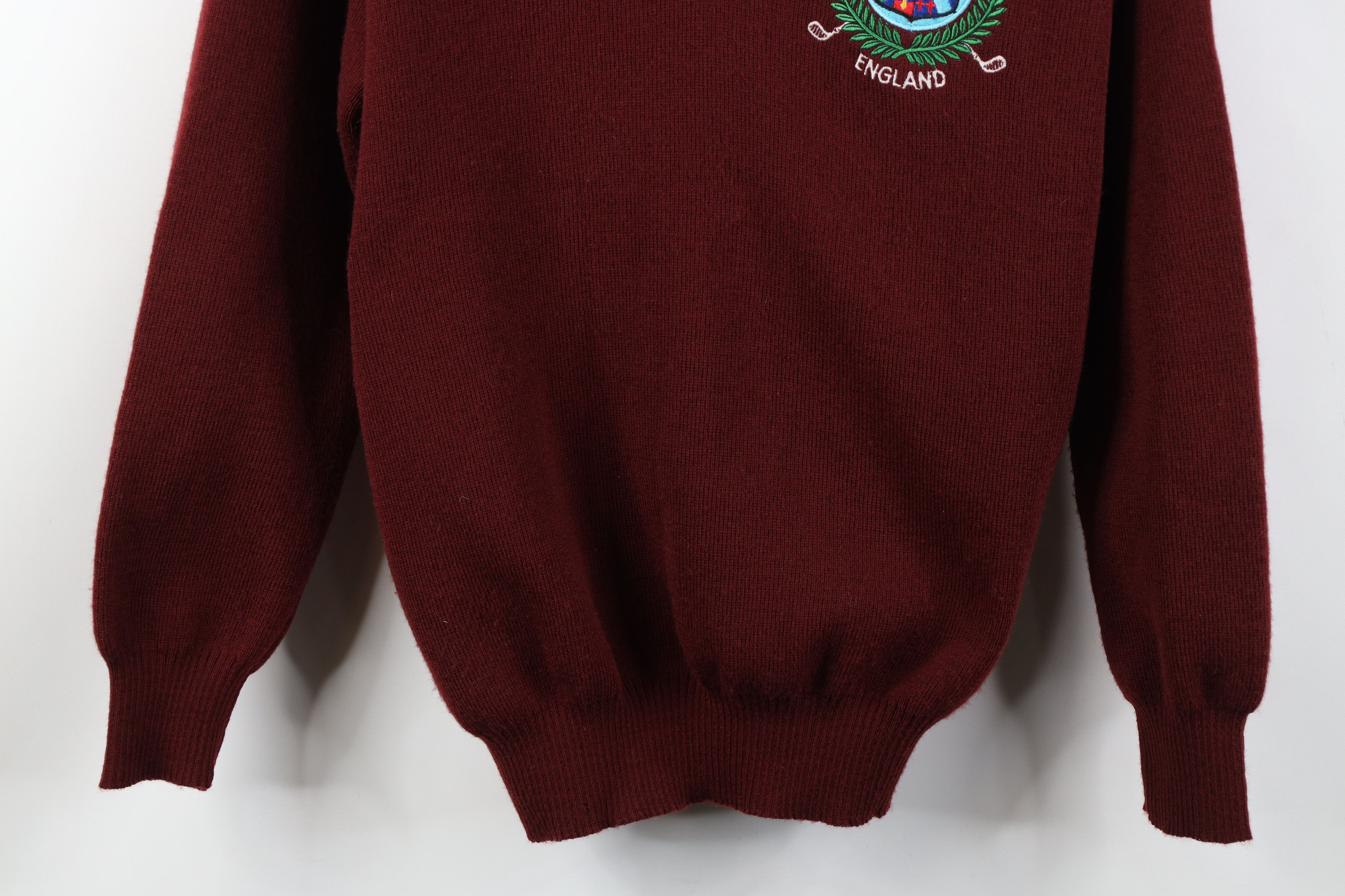 Vintage Vintage 70s 80s Golf Club England Knit V-Neck Sweater Red Size US L / EU 52-54 / 3 - 3 Thumbnail