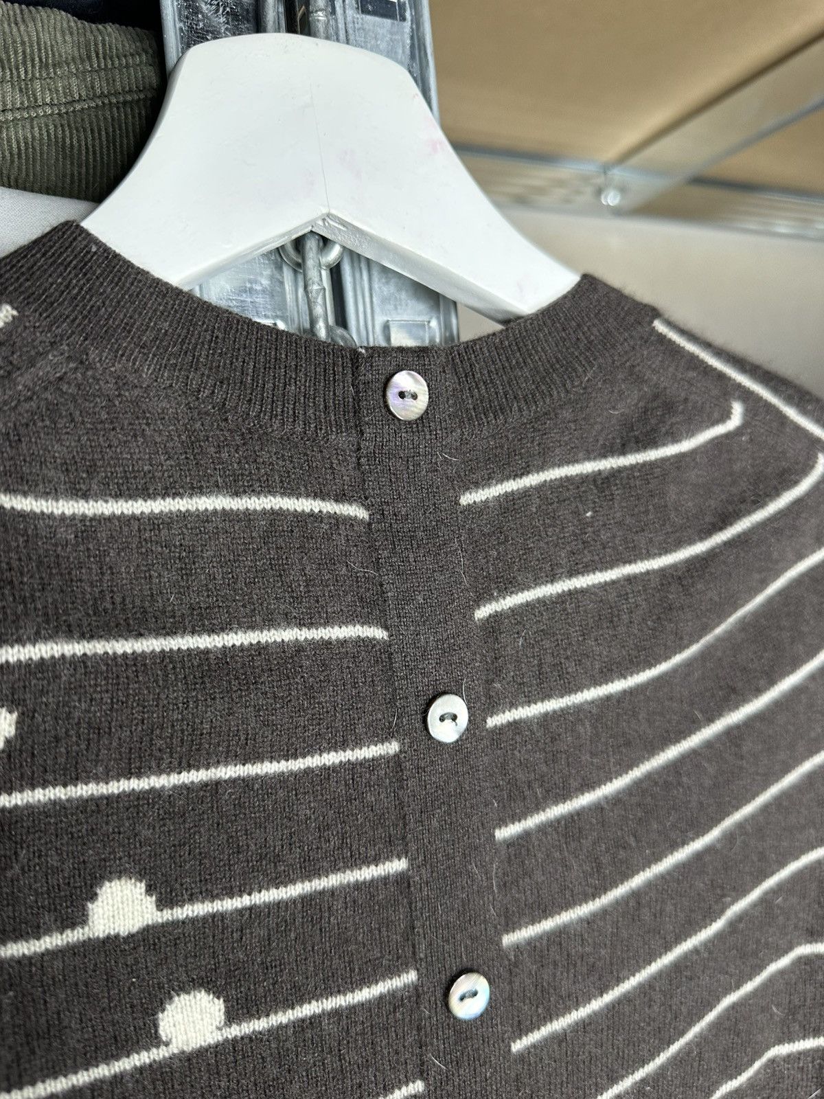 Joseph Luxury Wool Cashmere Striped Polka Dot Knit Sweater