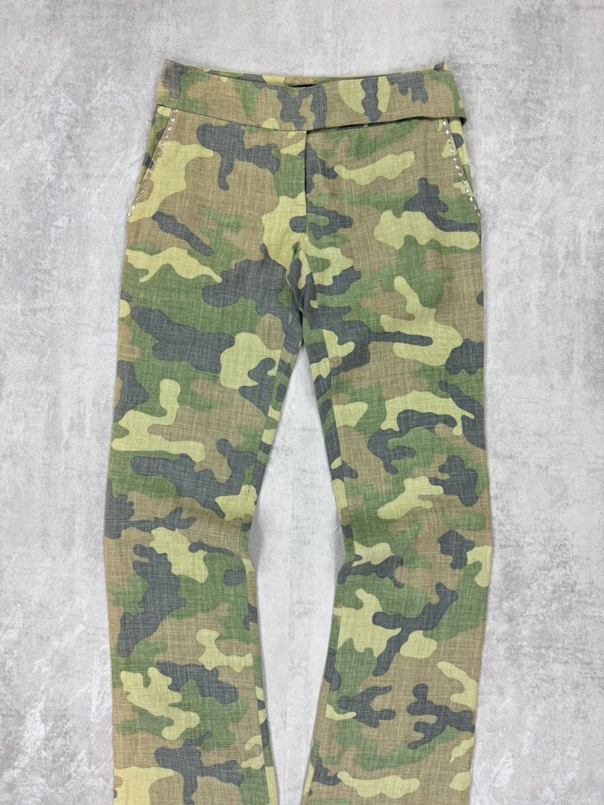 John Richmond John Richmond Linen Camouflage Pants Crystal Bootcut size 46 Size 32" / US 10 / IT 46 - 2 Thumbnail