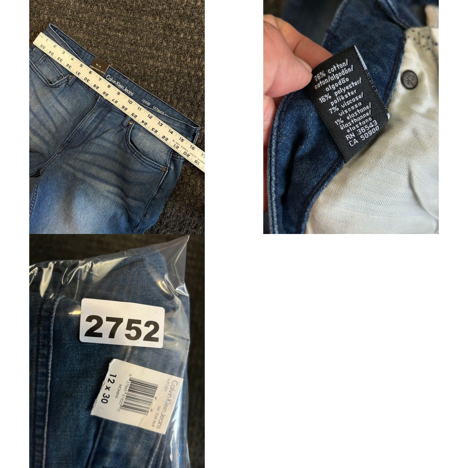 Calvin Klein Calvin Klein Jeans Ultimate Skinny Womens 12 Jeans 30 Blue Slim Fits 5-Pocket Logo ClassicCore Minimalist Fashion Denim Stretch Skinny 360 Star Blue Size 34" / US 12 / IT 48 - 8 Thumbnail