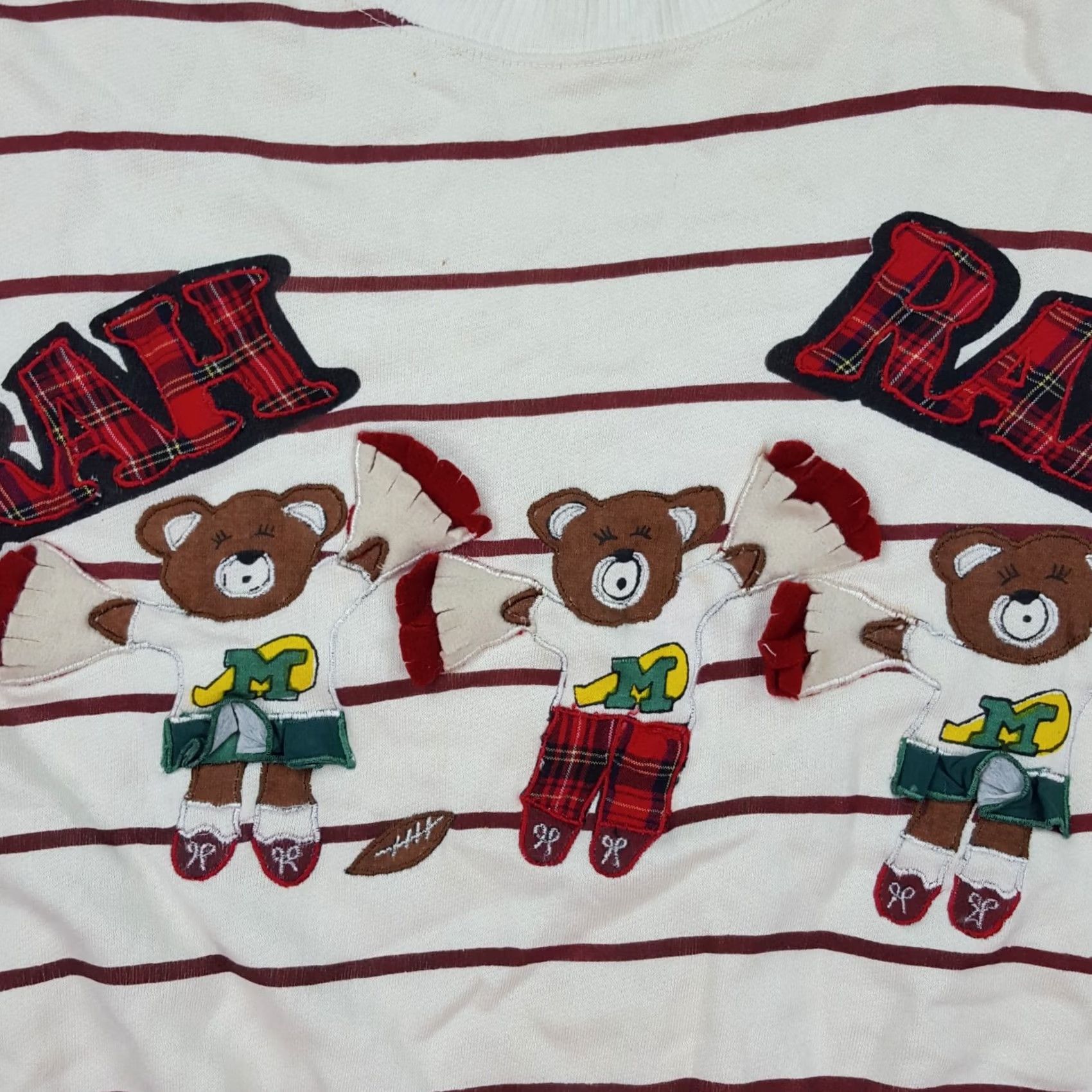 Etro VINTAGE House Of Lloyd Sweatshirt Women’s Medium Crewneck Striped Cheerleader Teddy Bear University College Retro Pullover Size M / US 6-8 / IT 42-44 - 4 Thumbnail