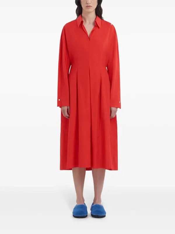 Marni o1w1db10426 Cotton Midi Dress in Red Size XL / US 12-14 / IT 48-50 - 2 Thumbnail