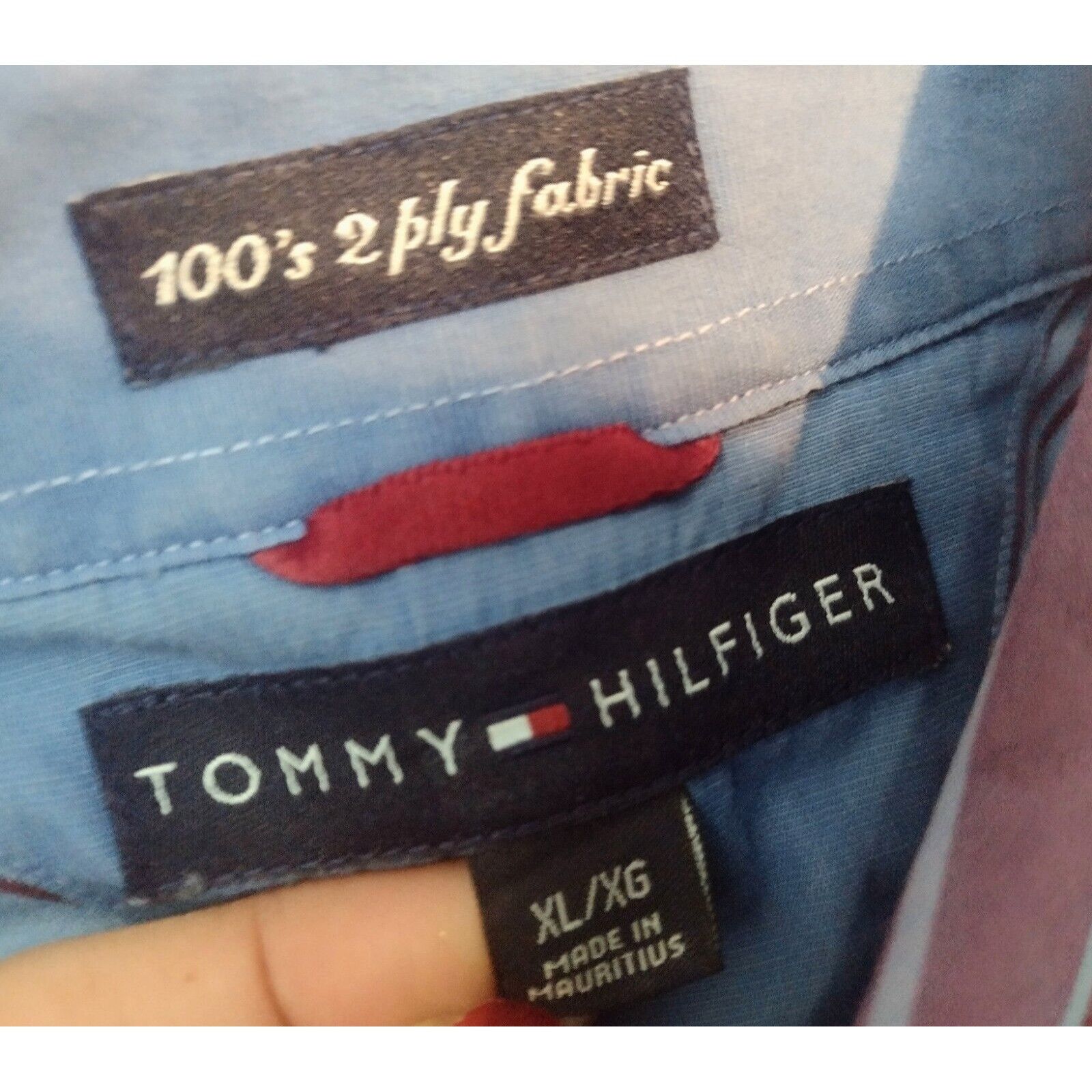 Tommy Hilfiger Tommy Hilfiger Y2K 2 Ply Button Down Shirt Size XL Blue Stri Size US XL / EU 56 / 4 - 5 Thumbnail