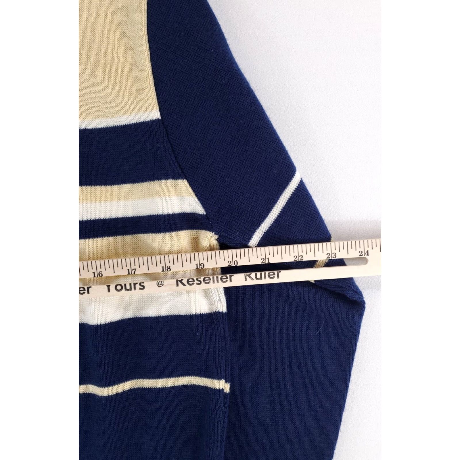 JCPenney VINTAGE JC Penney Sweater Crewneck Striped White Blue Yellow Mens L Size US L / EU 52-54 / 3 - 6 Thumbnail