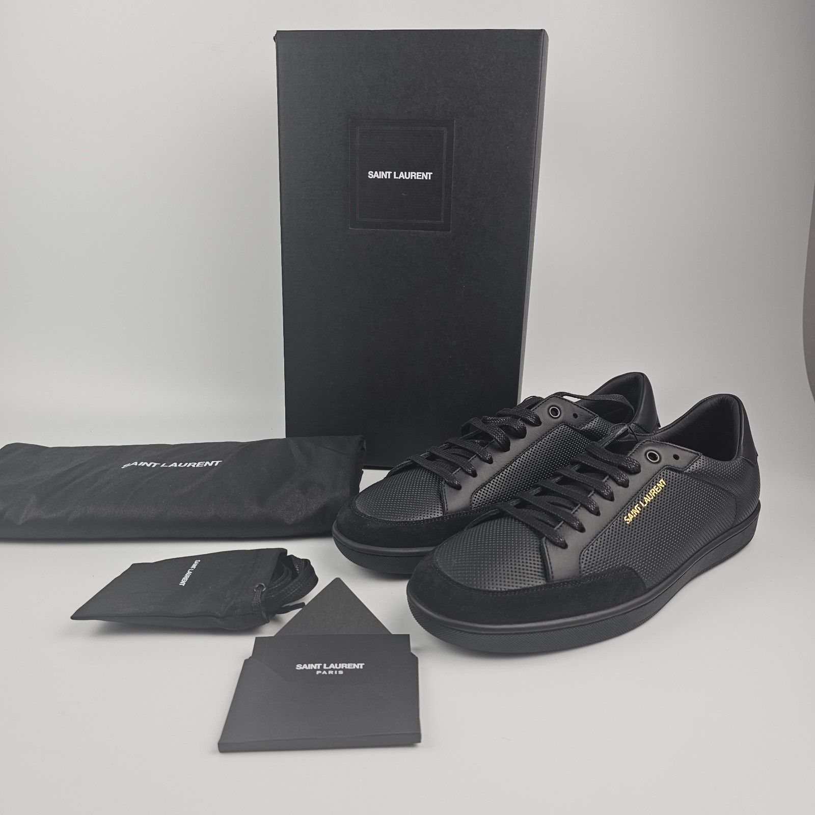 SAINT LAURENT SL/10 Black Perforated Leather And Suede Sneak