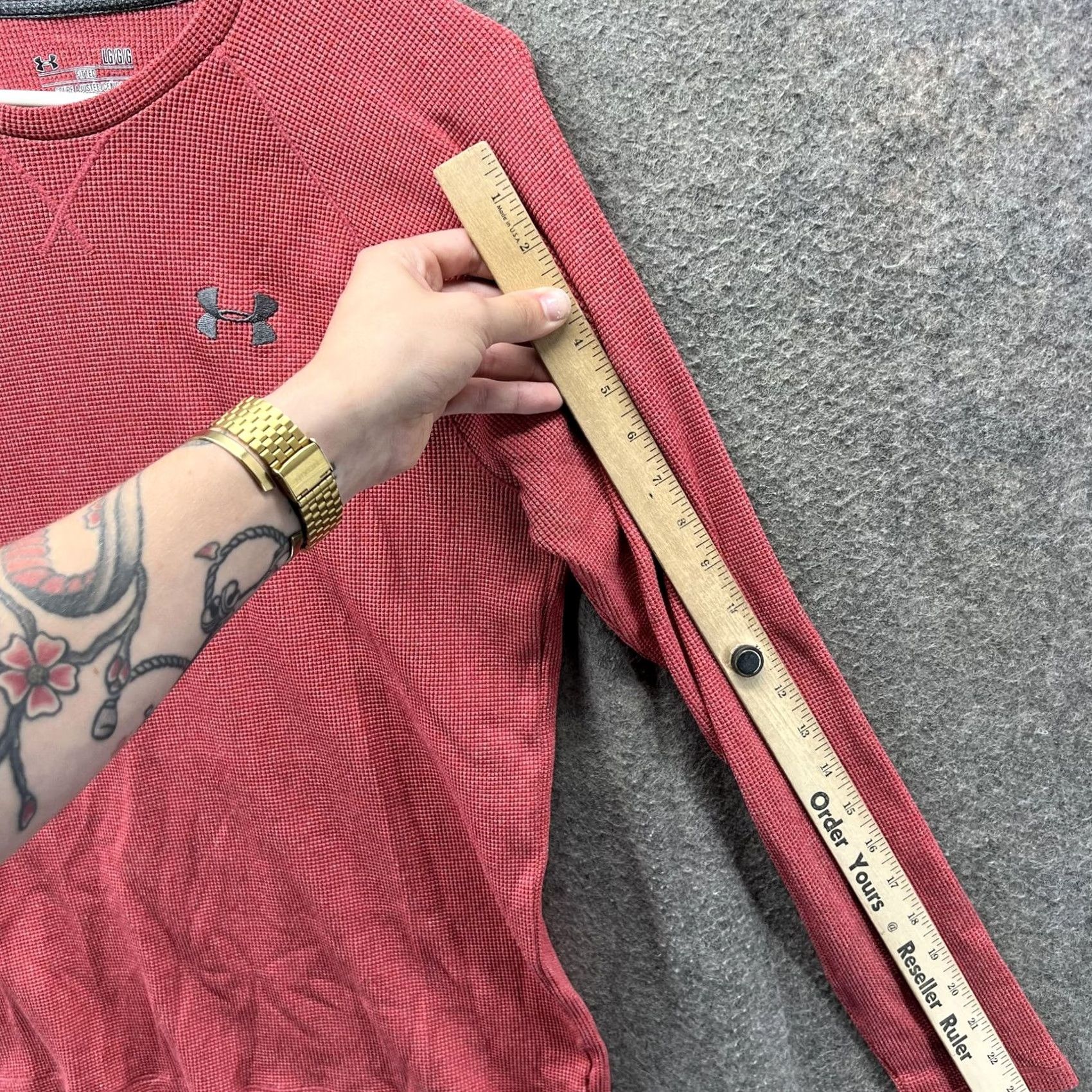 Under Armour Under Armour Shirt Mens Large Red HeatGear Fitted Waffle Thermal Long Sleeve Shirt Size US L / EU 52-54 / 3 - 6 Thumbnail