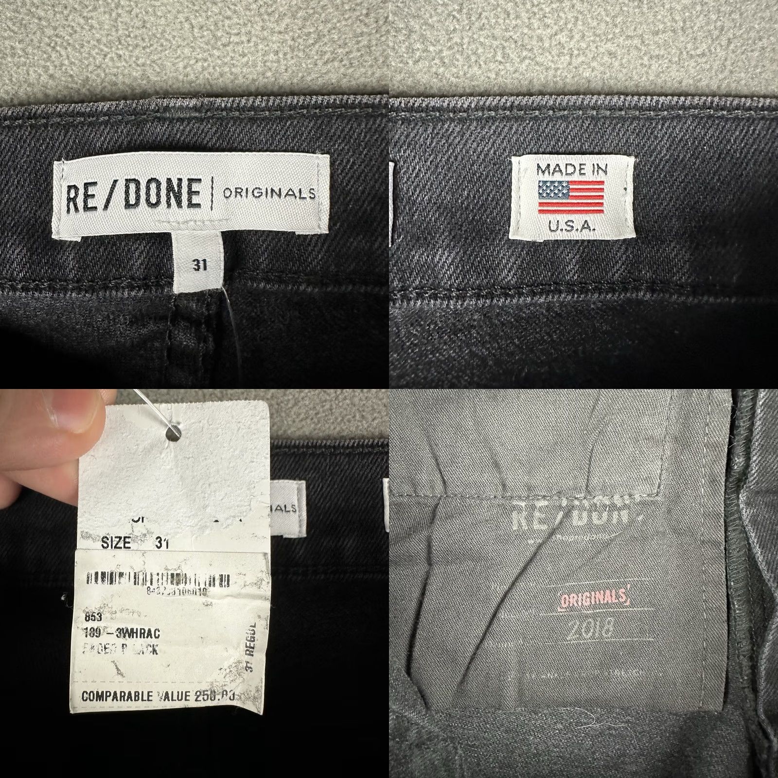 RE/DONE RE/DONE Jeans Womens 31 Dark Gray High Rise Ankle Crop Stretch Raw Hem NWT Size 24" / US 00 / IT 34 - 8 Thumbnail