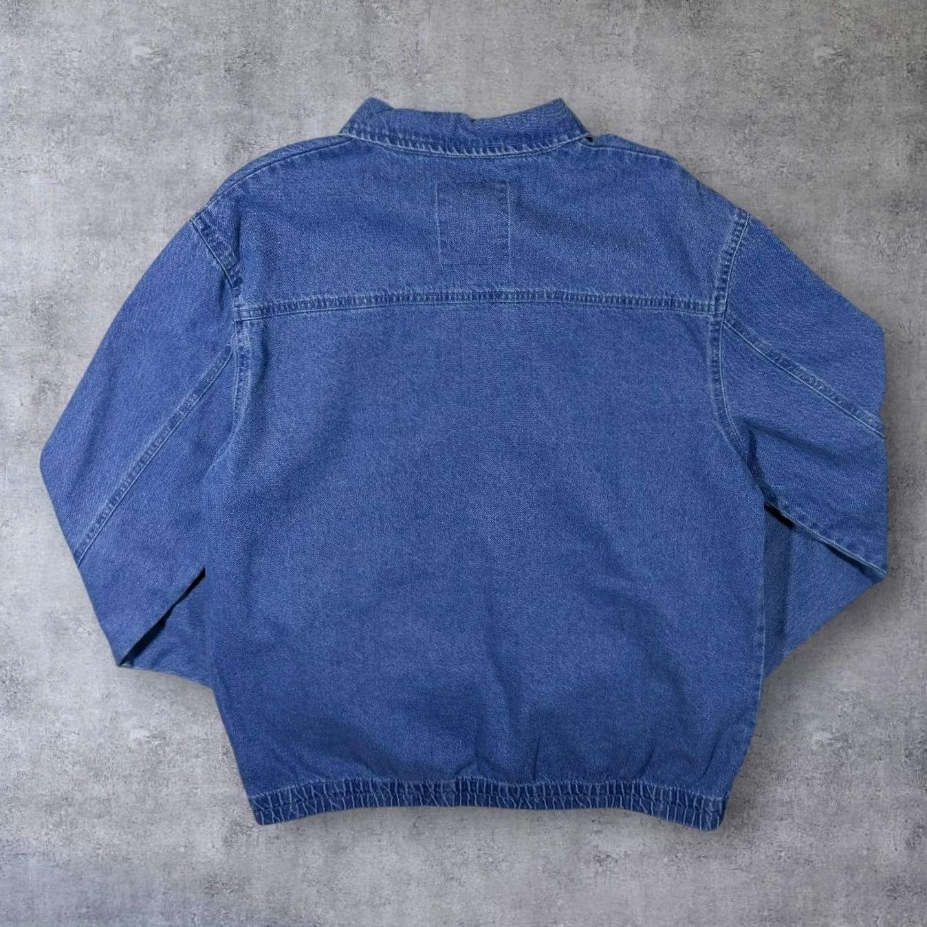 Vintage Atlas For Men Classic Blue Denim Cotton Zip Bomber Jacket XL Mens Jacket Denim Blue Regular Fit Size US XL / EU 56 / 4 - 2 Thumbnail