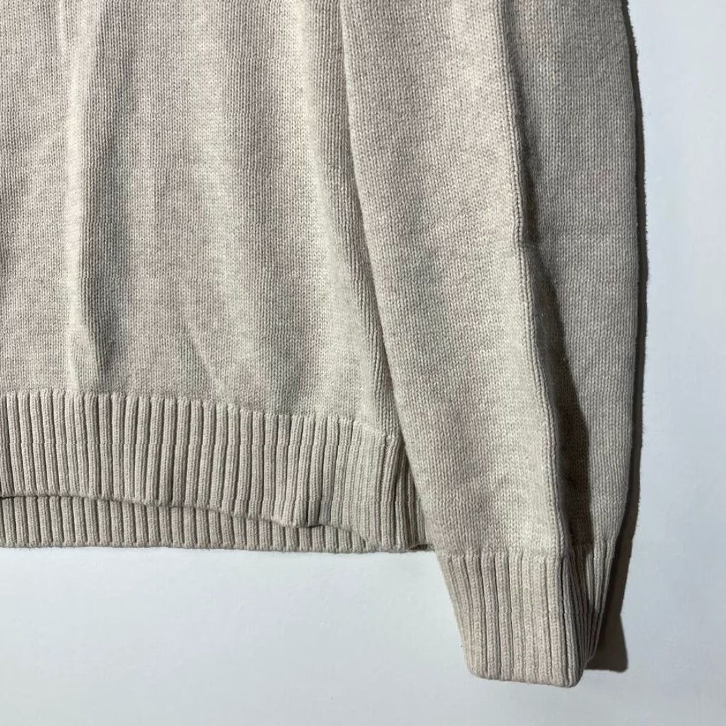 Vintage L.L. Bean Mens Sweater Beige Oatmeal Cotton Knit High Neck Regular Long Sleeve Zip Pullover Casual Outdoor 1 4 Zip 0 All Seasons L Mens Size US L / EU 52-54 / 3 - 4 Thumbnail