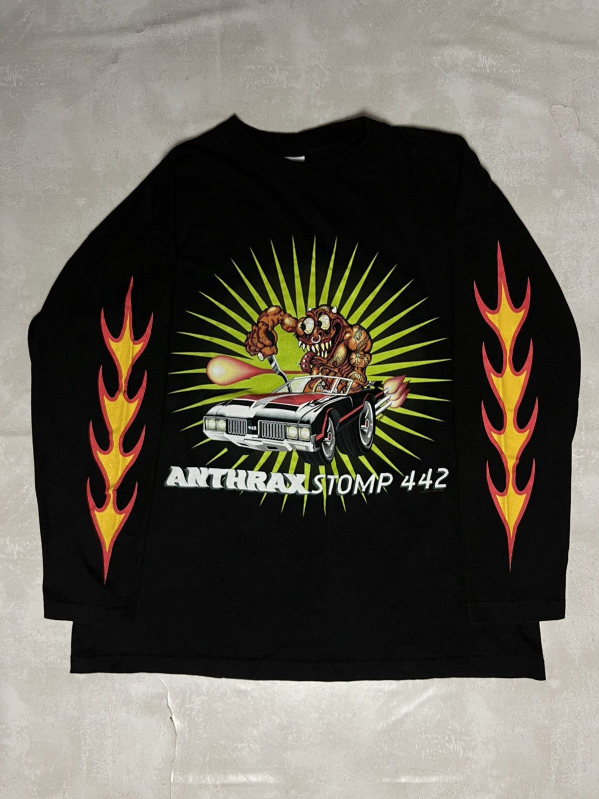 Vintage 1995 Anthrax Stomp 442 Flame Longsleeve Tee y2k