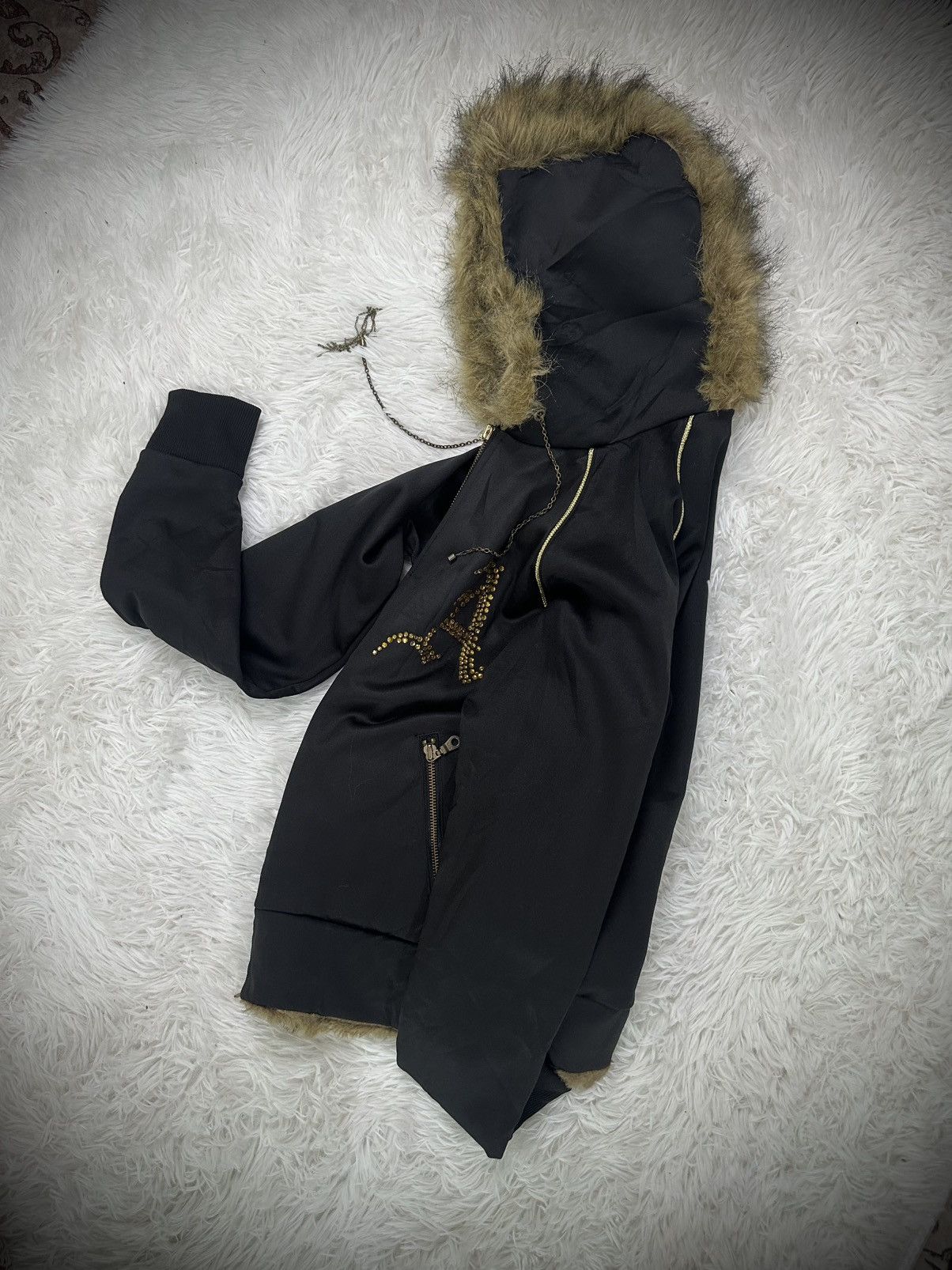 14th Addiction rare 2000s japanese brand LA GATE mohawk fur punk hoodie Size US M / EU 48-50 / 2 - 7 Thumbnail