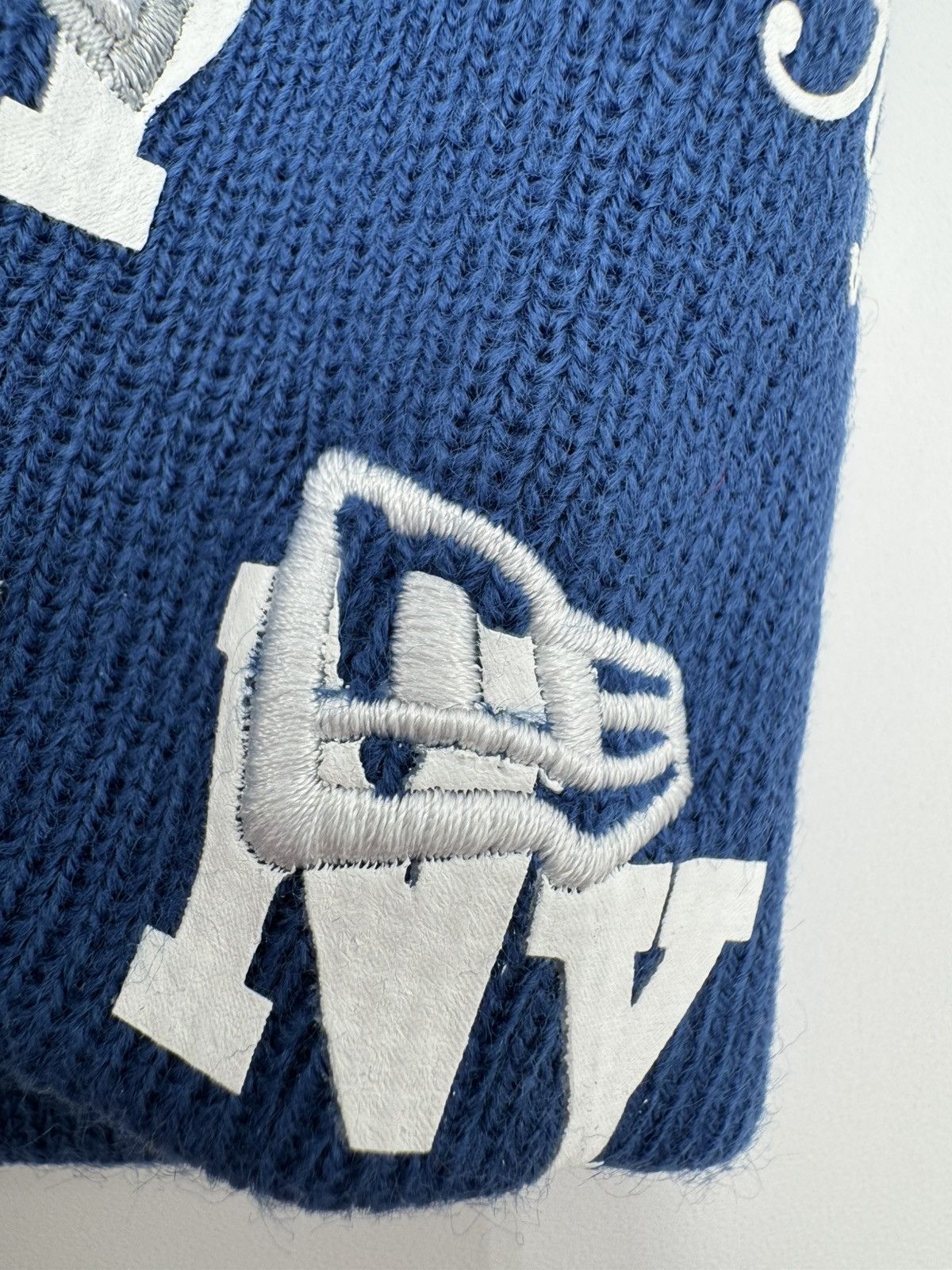 New Era × Supreme Supreme New Era Monogram Beanie Blue White Size ONE SIZE - 6 Thumbnail