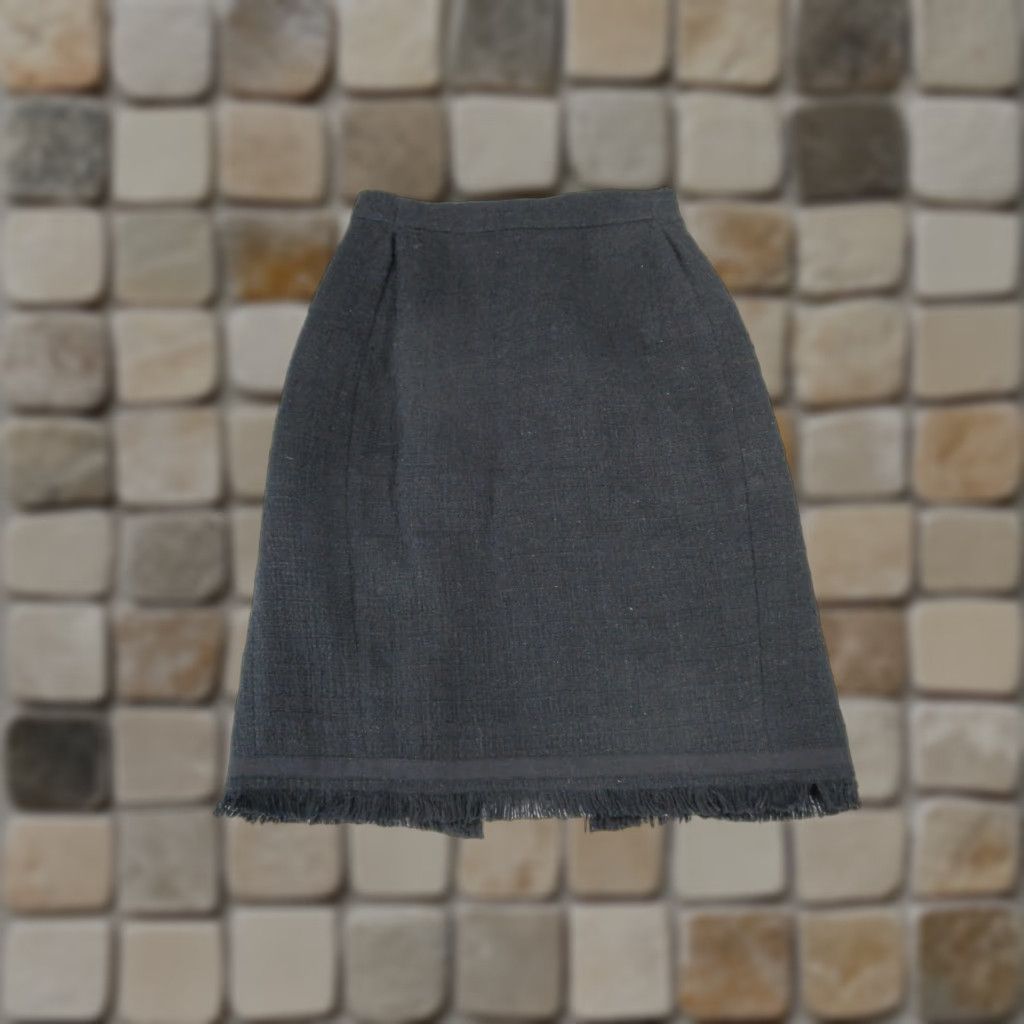 J.Crew J. Crew Skirt Women 0 Black Cotton Textured Pencil Frayed Hem Office Size 25" / US 0 / IT 36 - 1 Thumbnail