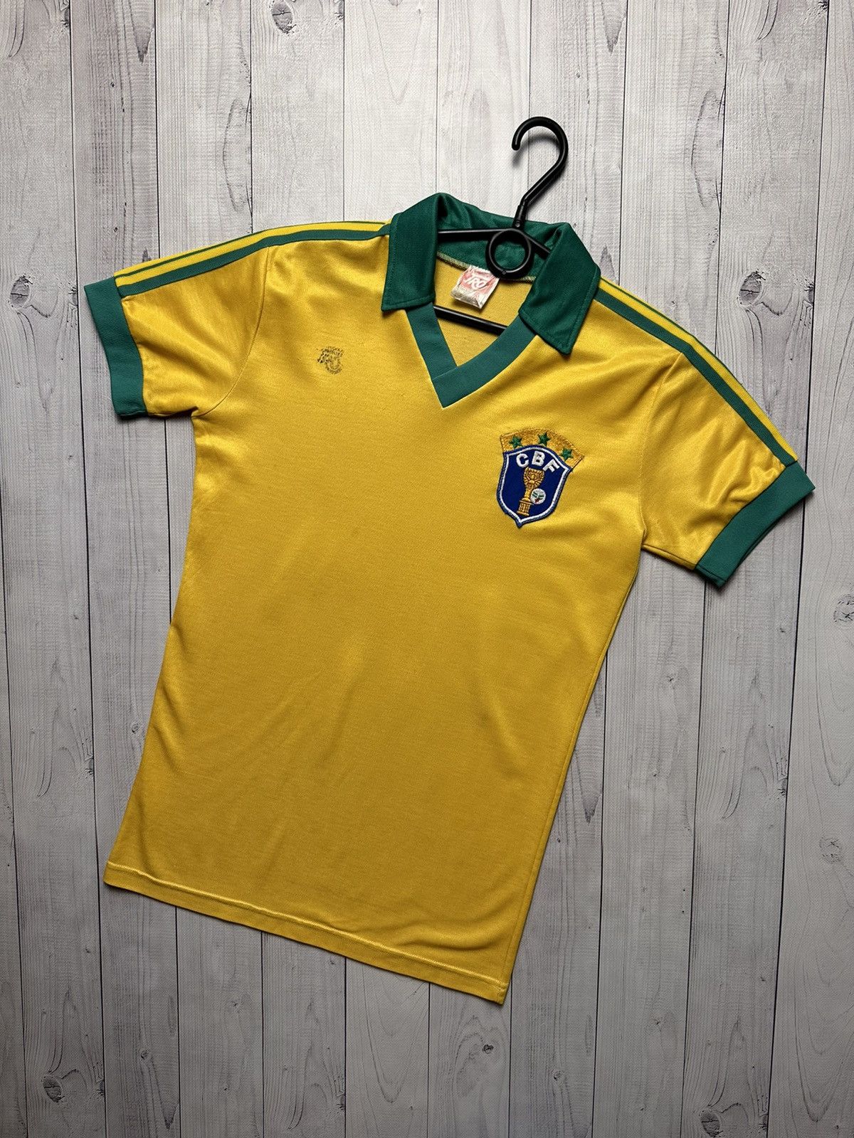 image of Brazil Soccer Jersey Retro Brasil Size S in Yellow, Men's