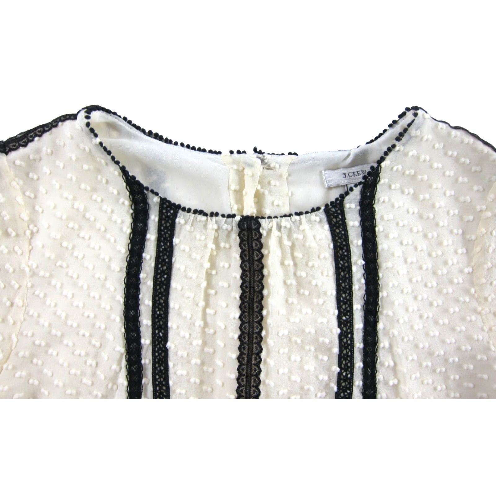 J.Crew J.Crew Silk Ivory Black Lace 3/4 Sleeve Tunic Peasant Blouse Women Size 4 Size S / US 4 / IT 40 - 5 Thumbnail