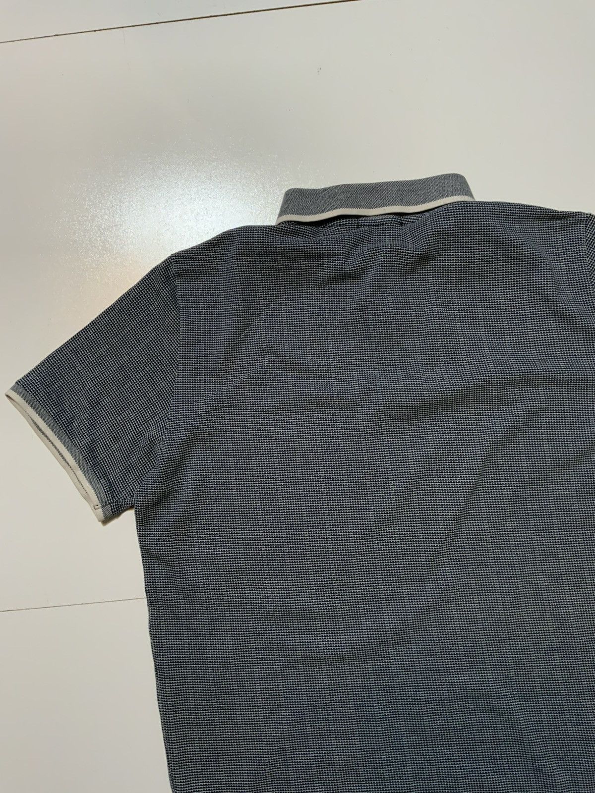 Theory $129 Theory Jacquard Band Ticking Short Sleeve Polo Shirt Size US XL / EU 56 / 4 - 5 Thumbnail