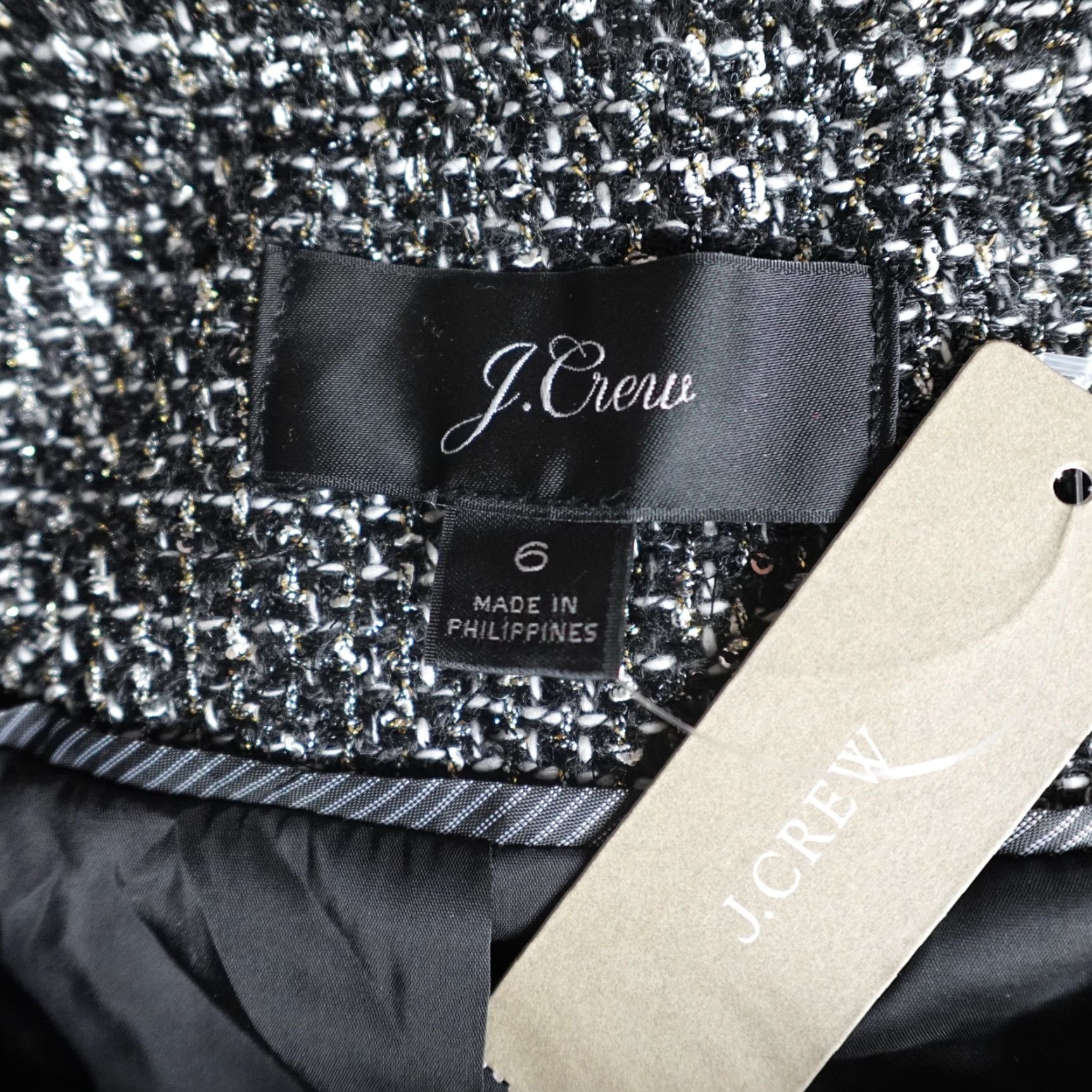 J.Crew J.Crew Blazer 6 Women Gray Tweed Full Zip Regular Style Tuxedo Sparkling Jackie O NEW Size M / US 6-8 / IT 42-44 - 7 Thumbnail
