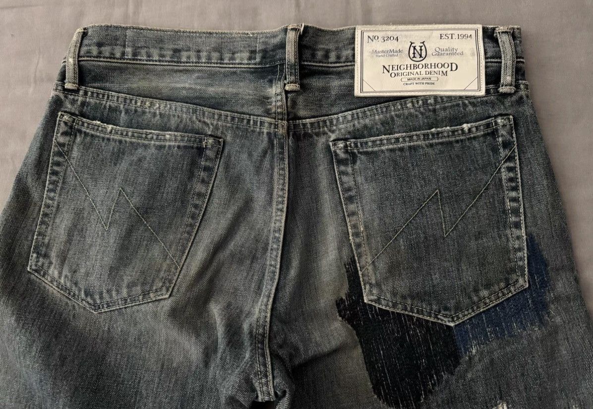 Neighborhood NEIGHBORHOOD “Oil Stained” deep narrow jeans, blue. Size US 36 / EU 52 - 3 Thumbnail