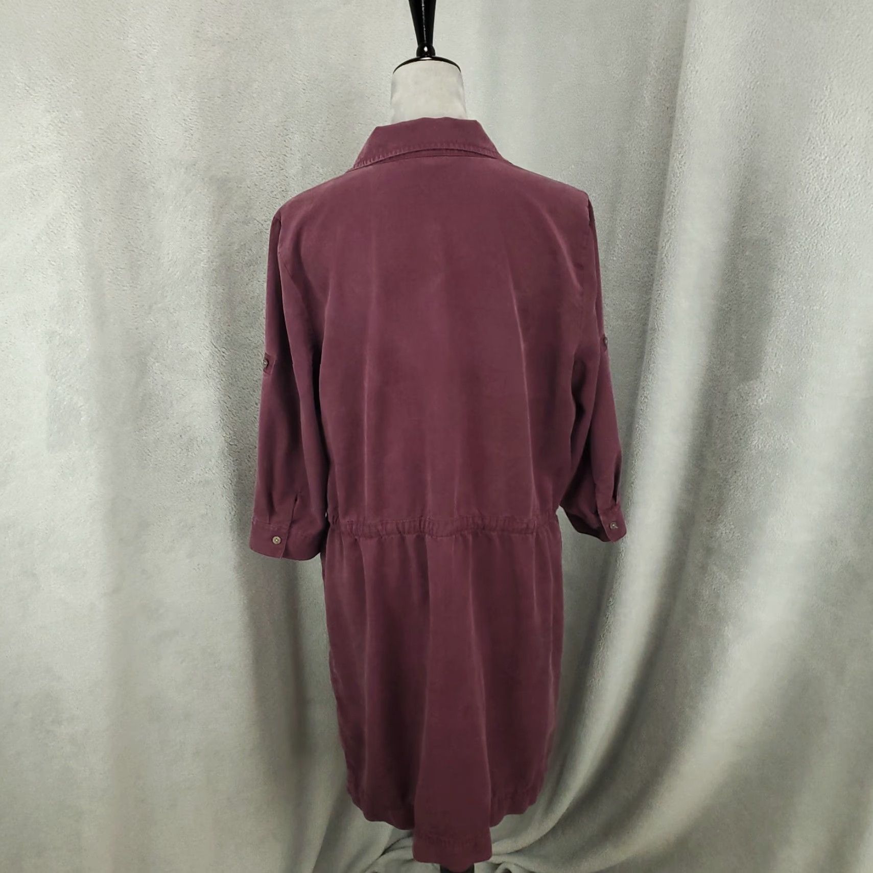J. Jill J Jill Dress Womens Shift Knee Length Pockets Tie Drawstring Waist Maroon Red Regular L Large Polyester Lyocell Size L / US 10 / IT 46 - 3 Thumbnail