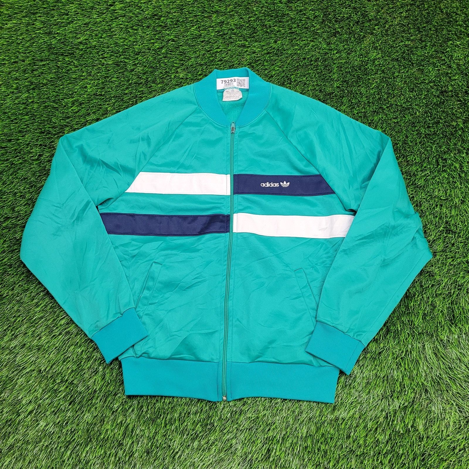 Vintage 80s ADIDAS Track Jacket Medium 20x25 Cropped USA