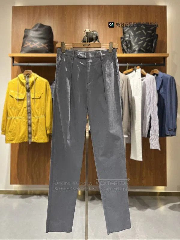 Ermenegildo Zegna Zegna Men's Cement Gray Cotton Casual Pants. Size US 44 / EU 60 - 4 Thumbnail
