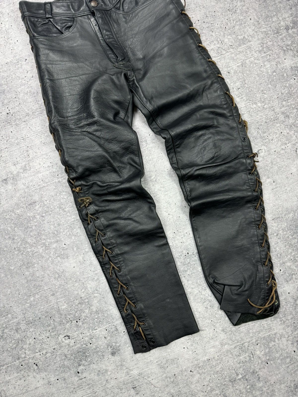 Genuine Leather × Vintage Vintage 90’s Y2K Style Casual Cowboy Genuine Leather Pants Size US 31 - 2 Thumbnail