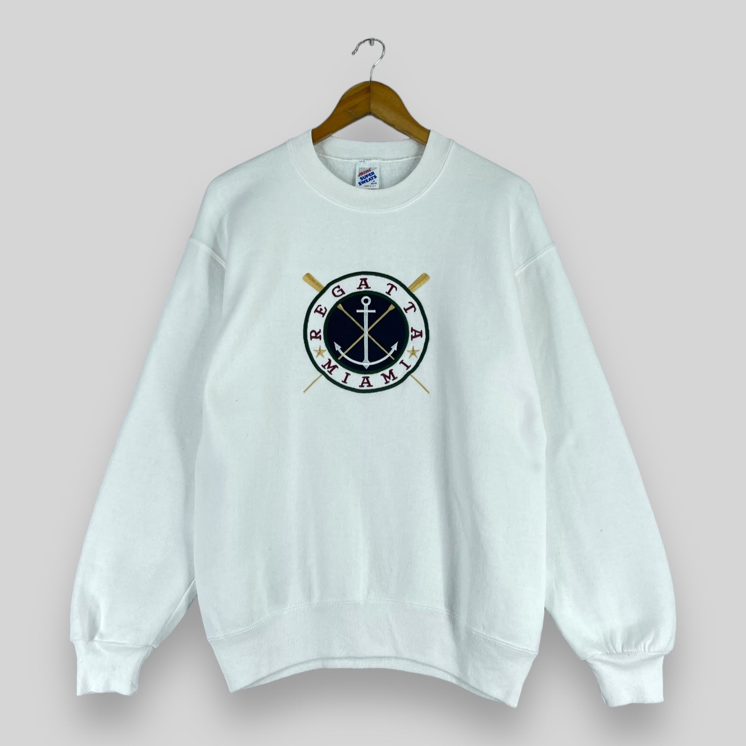 Vintage Vintage REGATTA MIAMI Beach Spellout Embroidery Sweatshirt Size US M / EU 48-50 / 2 - 1 Thumbnail