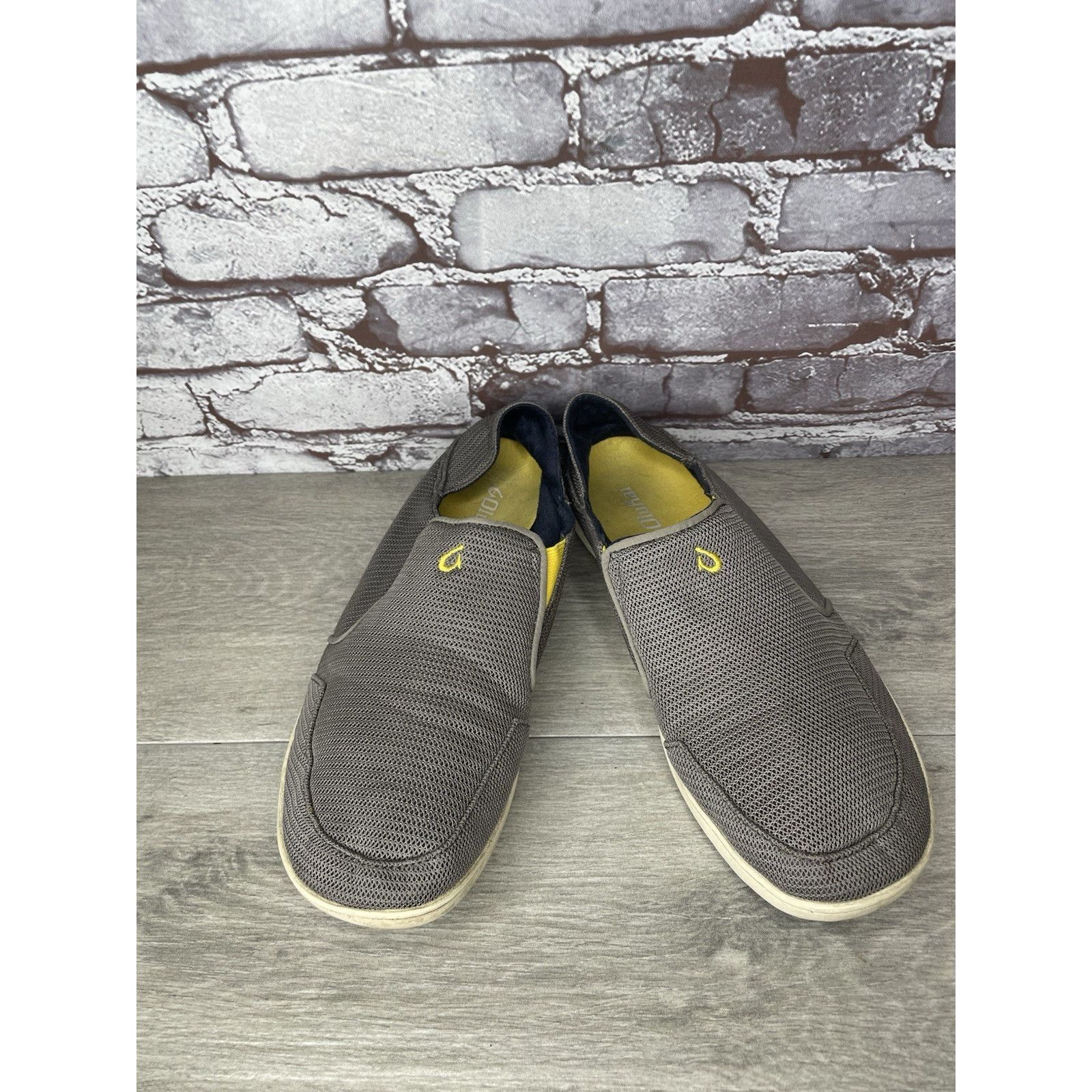 Olukai Olukai Nohea Mesh Comfort Gray Yellow Slip Casual On Shoes M Size US 10.5 / EU 43-44 - 13 Thumbnail