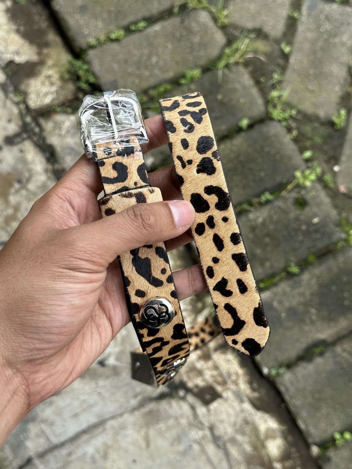 Stussy SS-Link Studded "Hairy Cheetah" belts