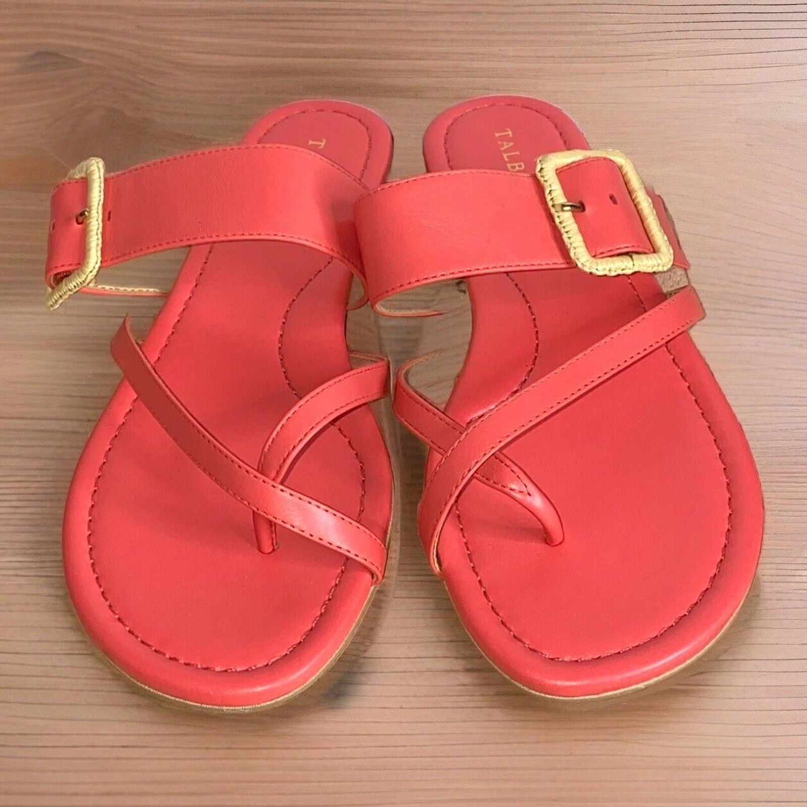 Robert Talbott NWOT Talbots Women’s CORAL Pink Leather Strappy Heel Sandals Size US 8 / IT 38 - 1 Thumbnail