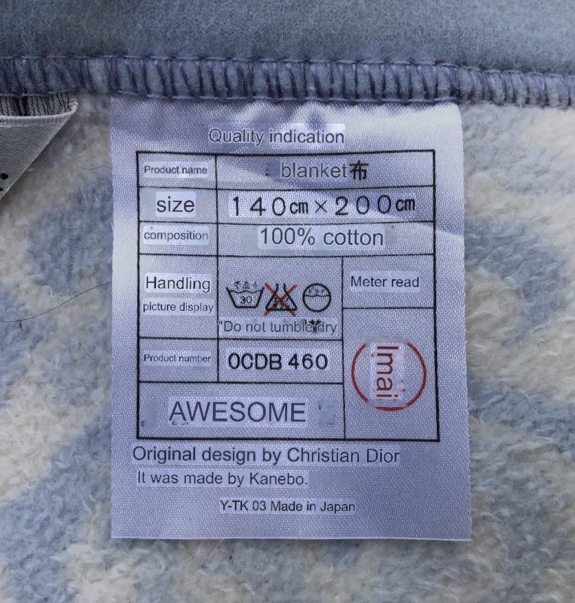 Christian Dior Monsieur Christian Dior Luxury Blanket 100% Cotton Size 140cm x 200cm Size ONE SIZE - 8 Thumbnail